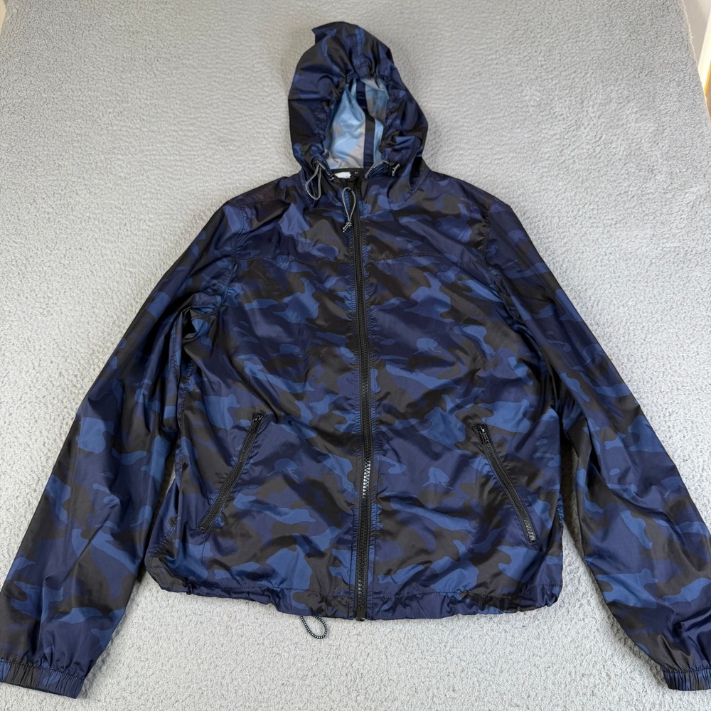 Aeropostale Windbreaker Mens Medium Blue Camo A87 Full Zip Hooded Jacket Camo